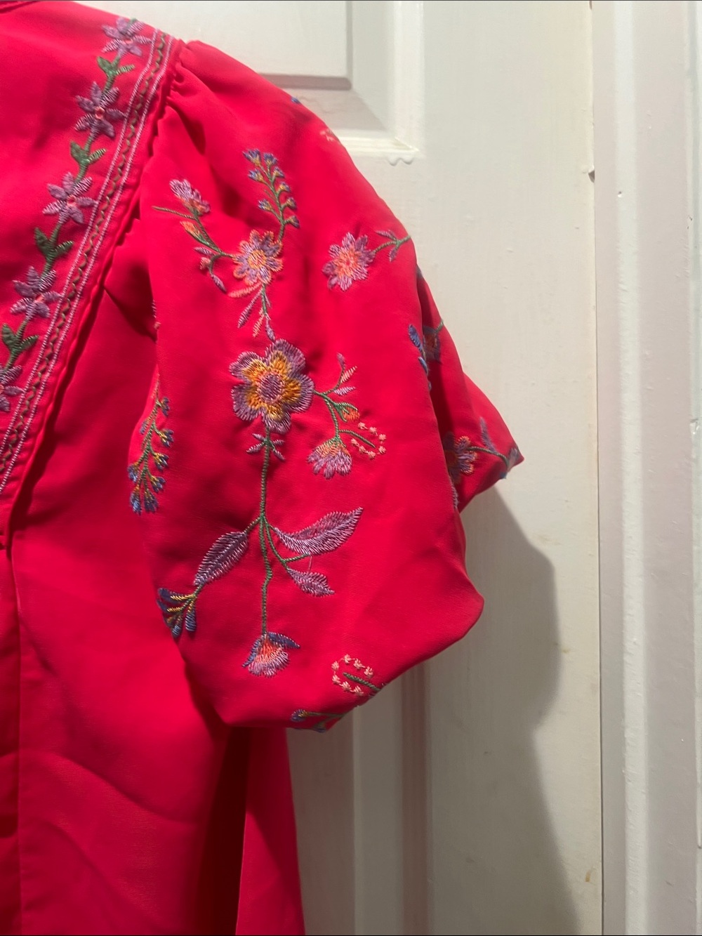 Umgee Hot Pink Embroidered Puff-Sleeve Dress - Picture 10 of 11